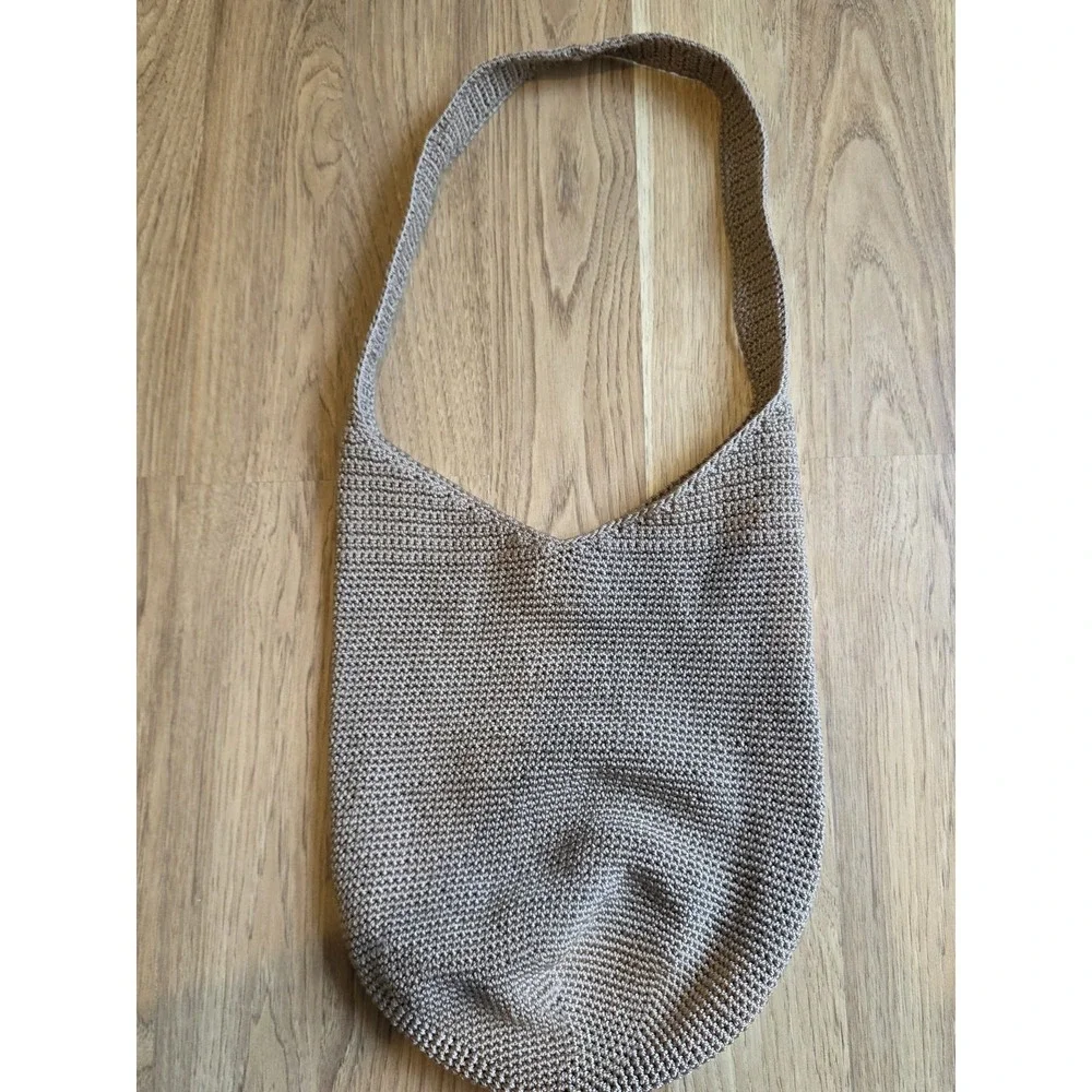 The Sak Handmade Crochet 120 Hobo Bag Tan Slouchy Boho Casual Everyday Magnetic